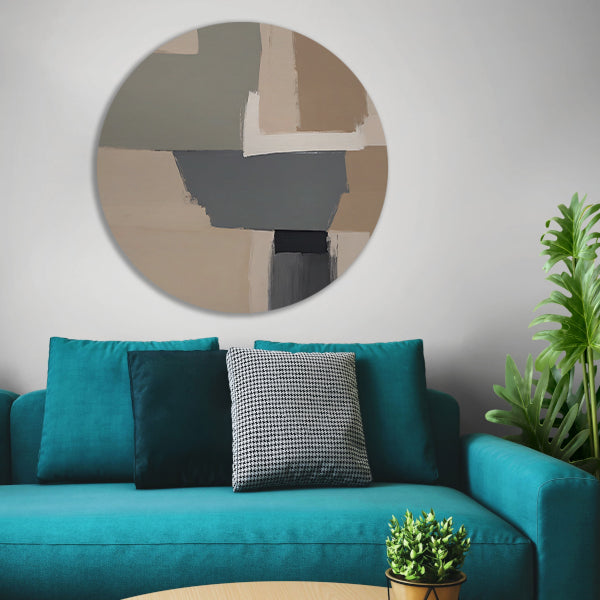 Abstracte Minimalistische Geometrische Monochrome Kunst aluminium muurcirkel