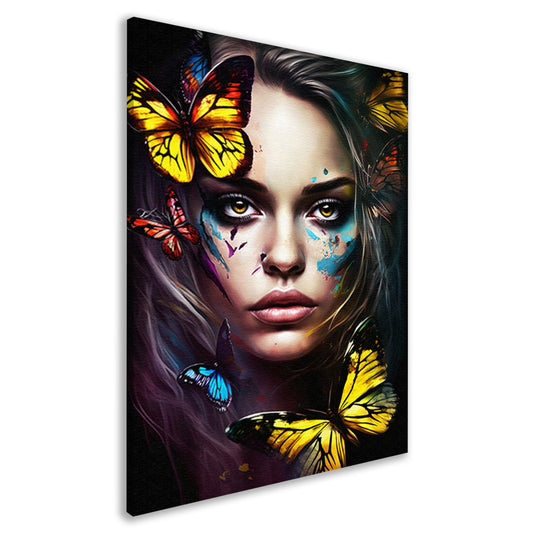 Betoverende Vrouw met Vlinders Portret canvas