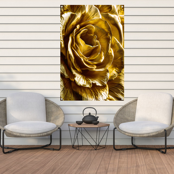 Gouden Gloed van Gedetailleerde Bloemblaadjes tuinposter
