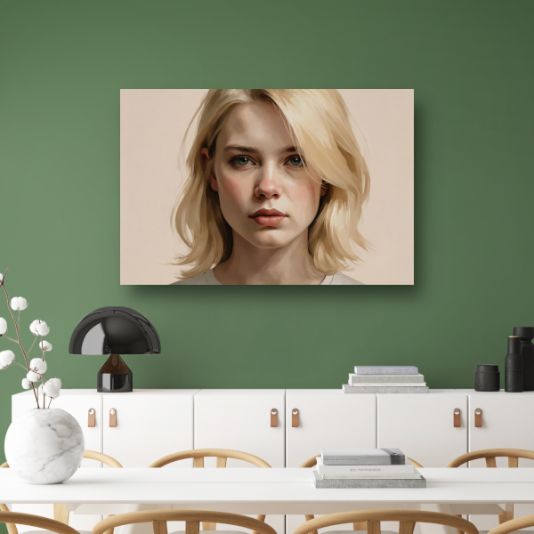 Jonge Vrouw in Gedachte - Moderne Kunst canvas