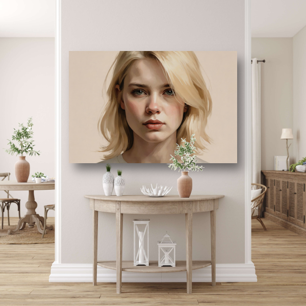 Jonge Vrouw in Gedachte - Moderne Kunst canvas
