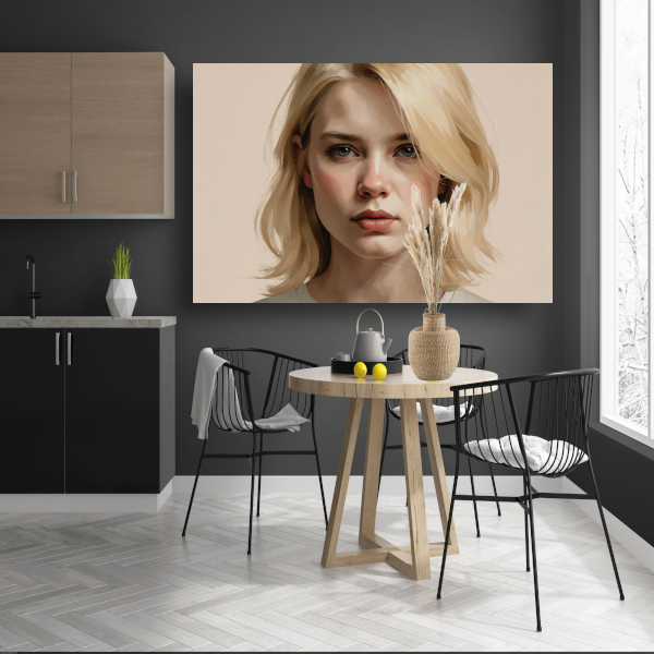Jonge Vrouw in Gedachte - Moderne Kunst canvas