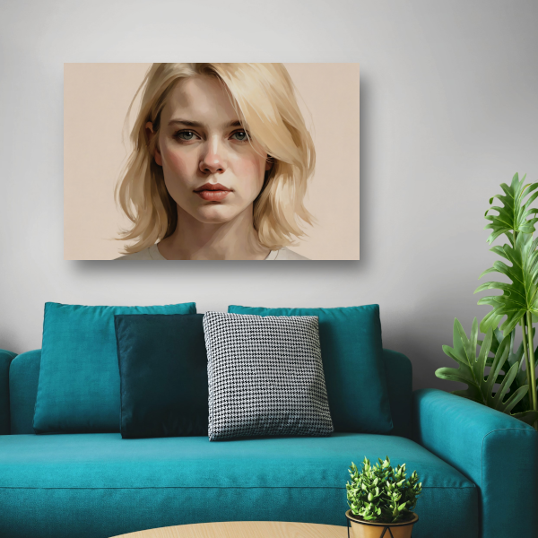 Jonge Vrouw in Gedachte - Moderne Kunst canvas