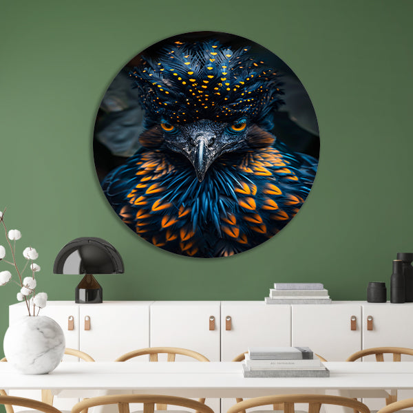 Intens Oog van een Kleurrijke Vogel forex muurcirkel