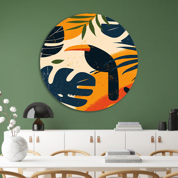 Modern Toucan in Tropisch Paradijs forex muurcirkel