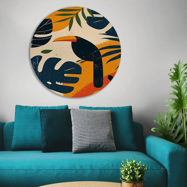 Modern Toucan in Tropisch Paradijs forex muurcirkel