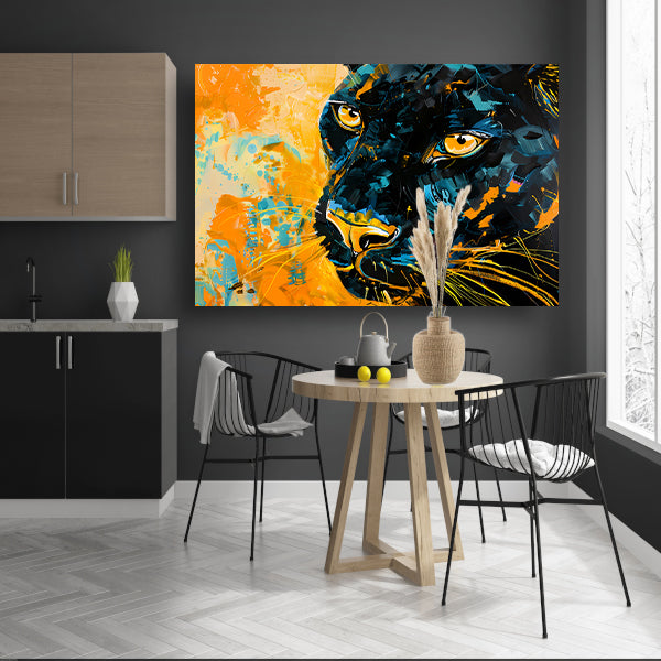 Abstract schilderij van kleurrijke zwarte panter acrylglas