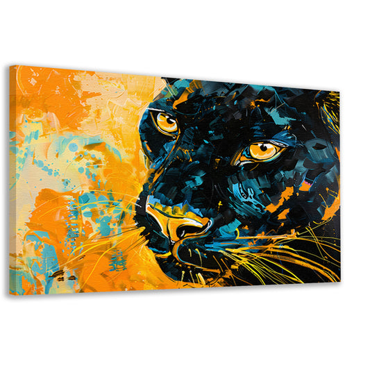 Abstract schilderij van kleurrijke zwarte panter canvas