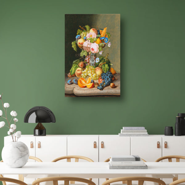 Groot stilleven met bloemen en fruit - Johann Georg Seitz poster