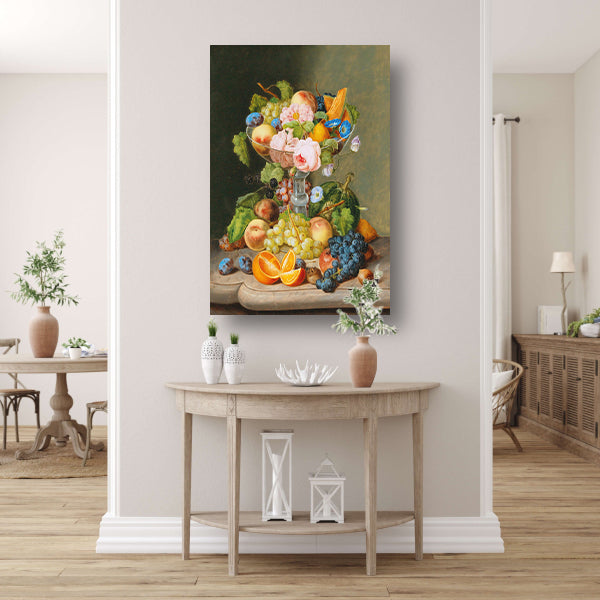 Groot stilleven met bloemen en fruit - Johann Georg Seitz poster