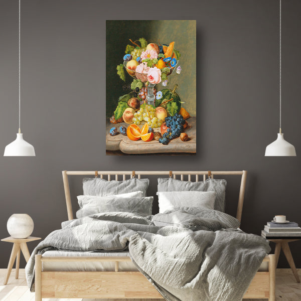 Groot stilleven met bloemen en fruit - Johann Georg Seitz poster