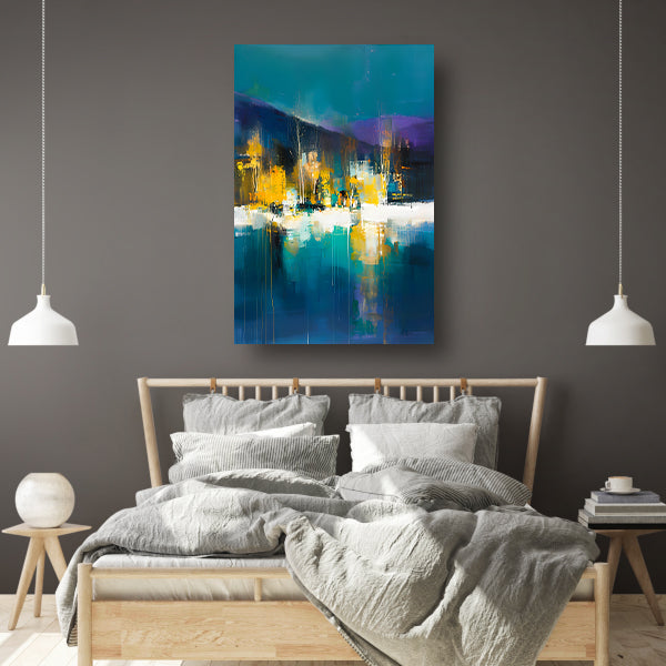 Abstracte digitale kunst van kleurrijk landschap canvas
