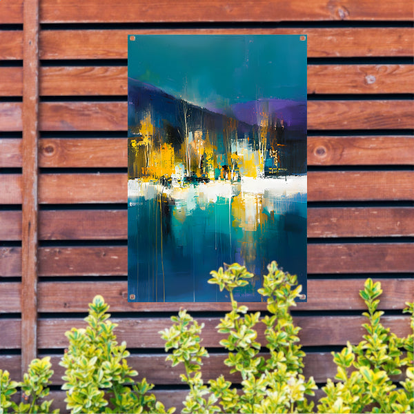 Abstracte digitale kunst van kleurrijk landschap tuinposter