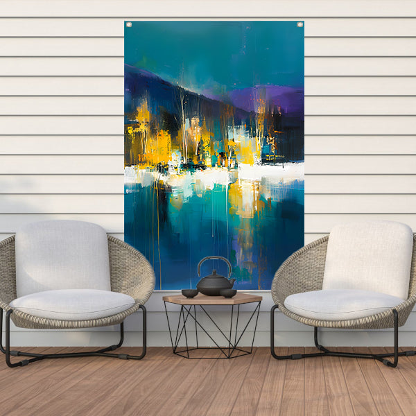 Abstracte digitale kunst van kleurrijk landschap tuinposter