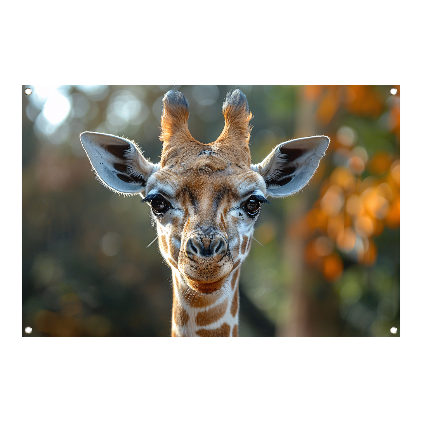Realistisch portret van een giraffe tuinposter