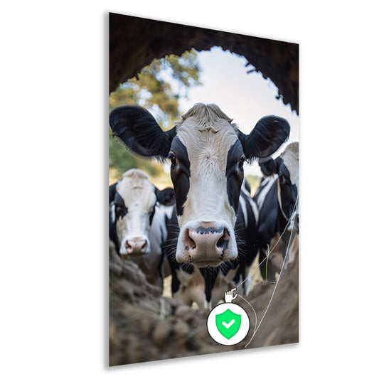 Nieuwsgierige koeien in de aarde poster