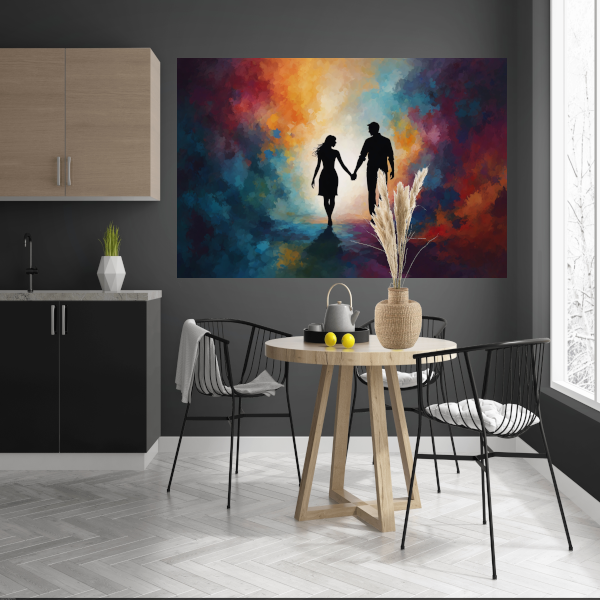 Hand in Hand: Silhouet tegen Kleurenpracht acrylglas