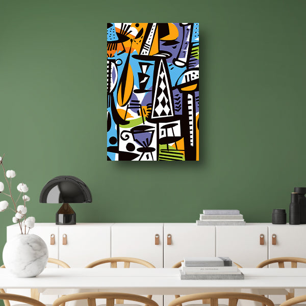 Abstracte Figuren en Vazen canvas