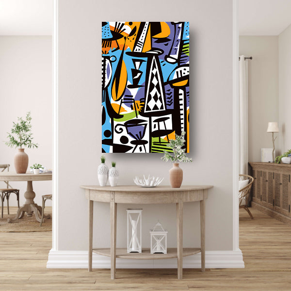 Abstracte Figuren en Vazen canvas
