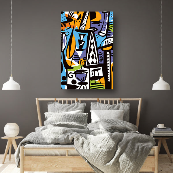 Abstracte Figuren en Vazen canvas