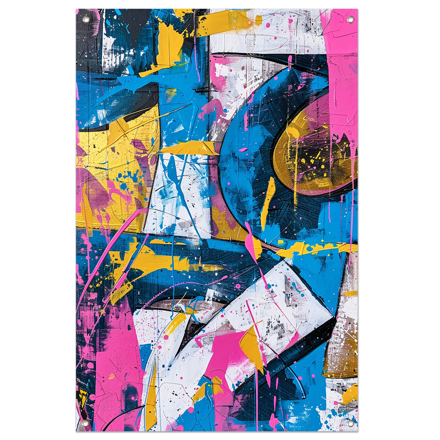 Abstract kleurrijk schilderij met dynamische lijnen tuinposter