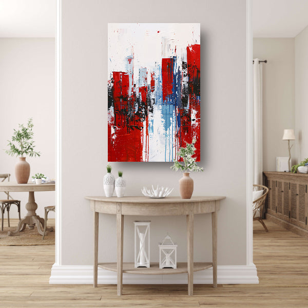 Abstracte stad in dynamische kleuren schilderij poster