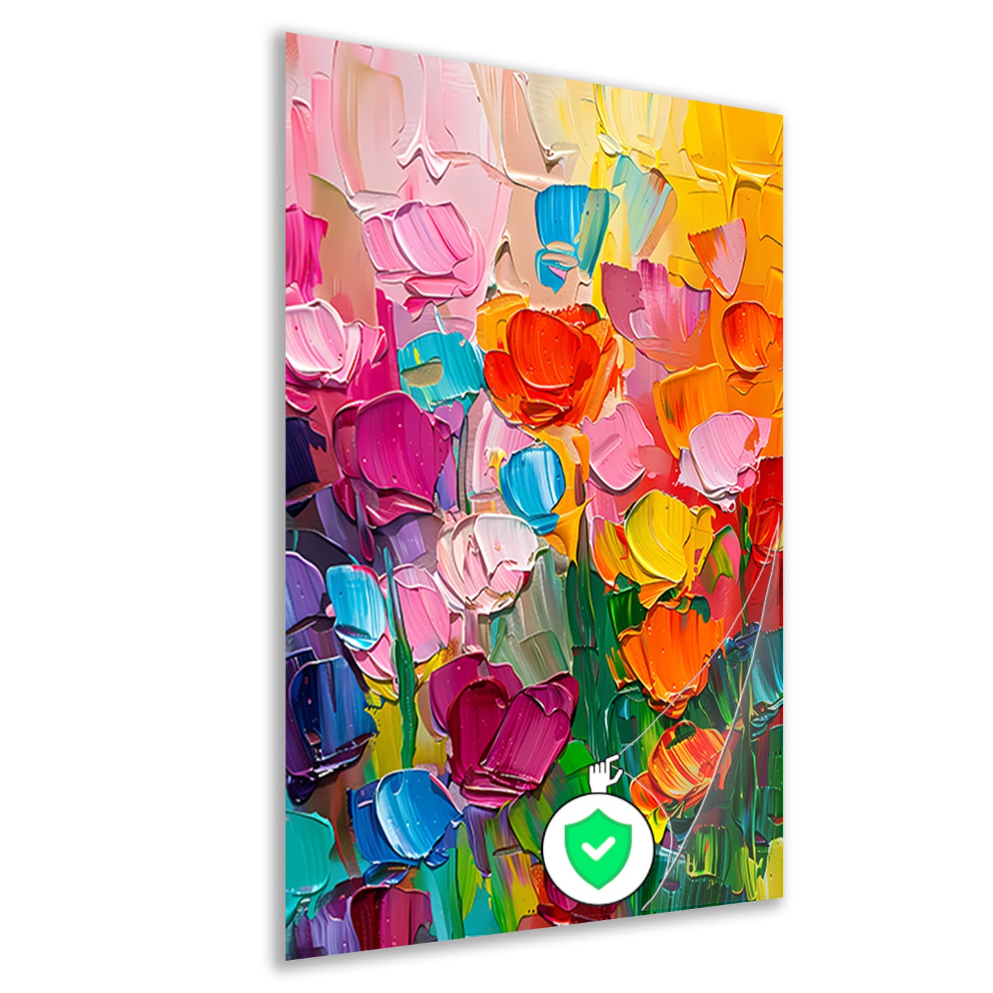 Abstract kleurrijk bloemenveld schilderij voor interieur poster