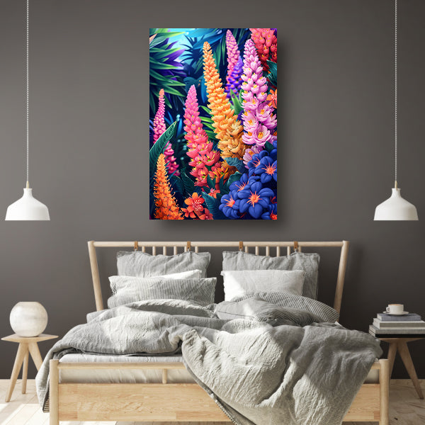 Levendige Art Nouveau bloemenpracht in kleur canvas