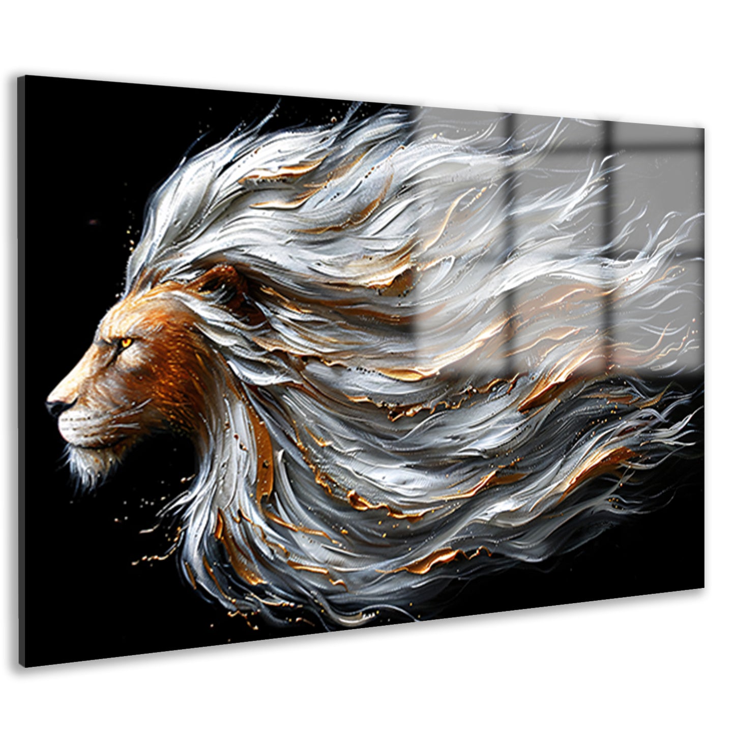 Majestueuze abstracte leeuw met dynamische manen acrylglas