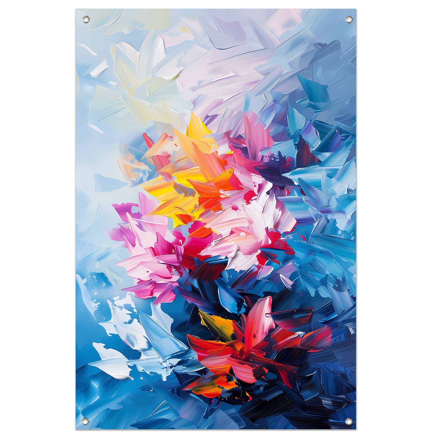 Kleurrijk abstract bloemenveld schilderij tuinposter