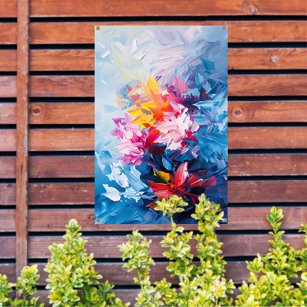 Kleurrijk abstract bloemenveld schilderij tuinposter