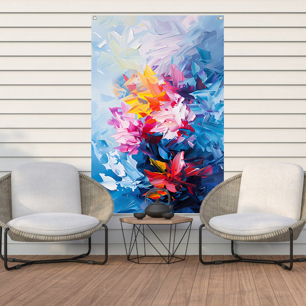 Kleurrijk abstract bloemenveld schilderij tuinposter
