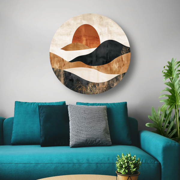 Sepia Tinten Abstracte Zonsondergang Kunst forex muurcirkel