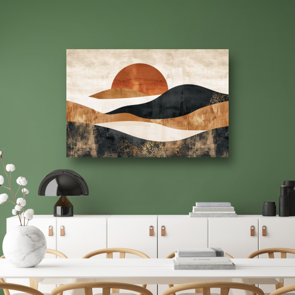 Sepia Tinten Abstracte Zonsondergang Kunst canvas