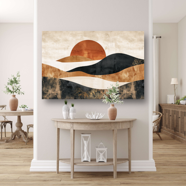 Sepia Tinten Abstracte Zonsondergang Kunst canvas
