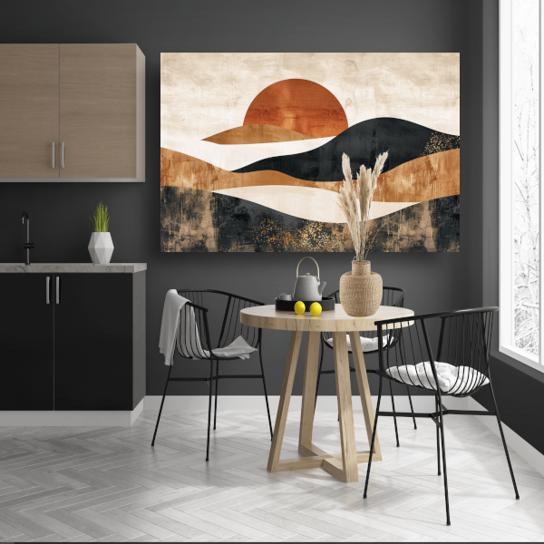 Sepia Tinten Abstracte Zonsondergang Kunst canvas