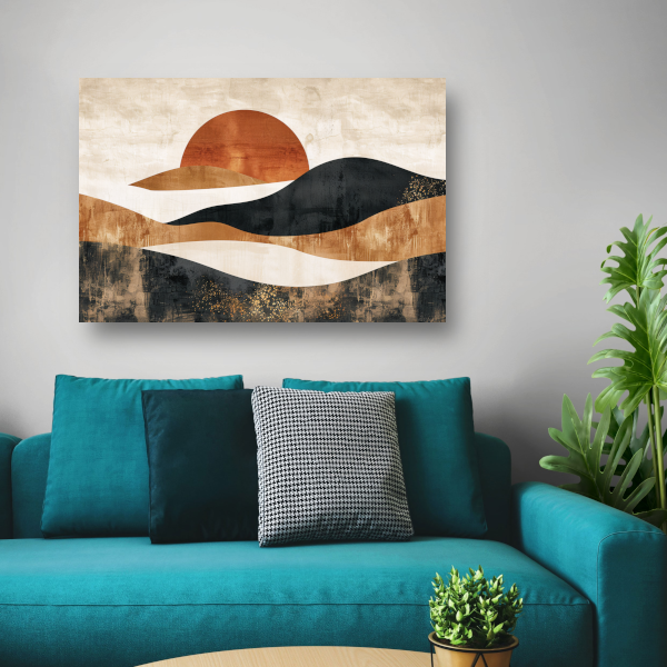 Sepia Tinten Abstracte Zonsondergang Kunst canvas