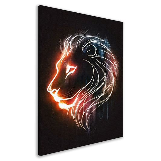 Abstracte lijnillustratie van een leeuw canvas