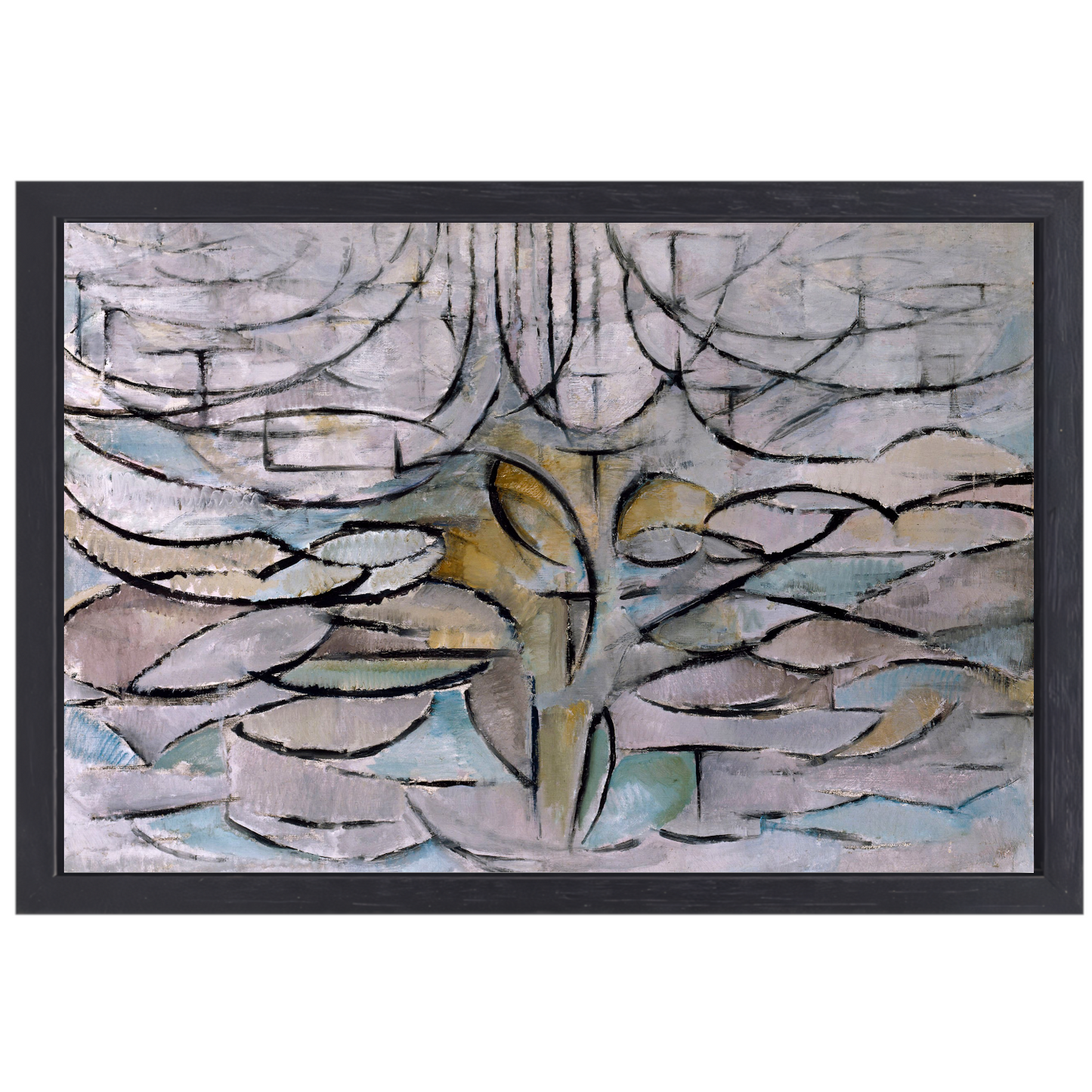 Appelboom in bloei - Piet Mondriaan canvas met baklijst