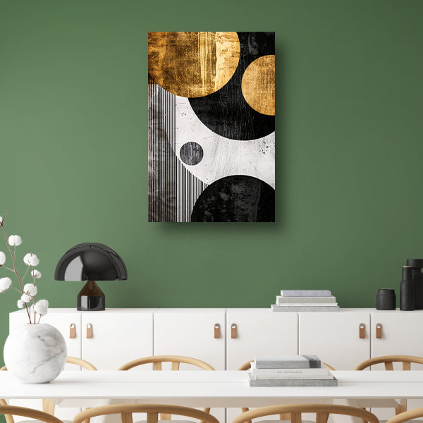 Abstracte Symmetrie in Zwart, Wit en Goud poster