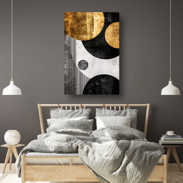 Abstracte Symmetrie in Zwart, Wit en Goud poster