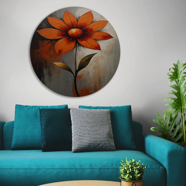 Vibrant Red and Orange Impressionist Flower aluminium muurcirkel