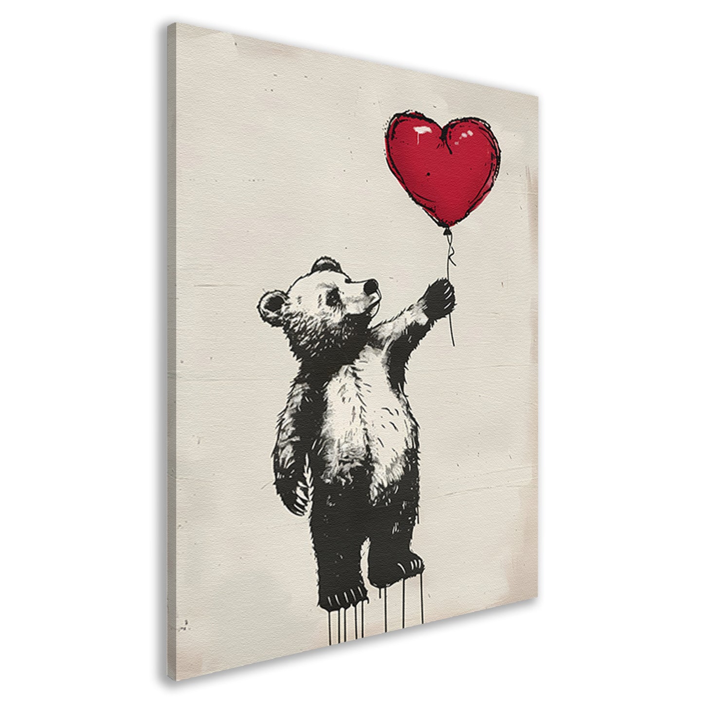 Beer met hartvormige ballon canvas