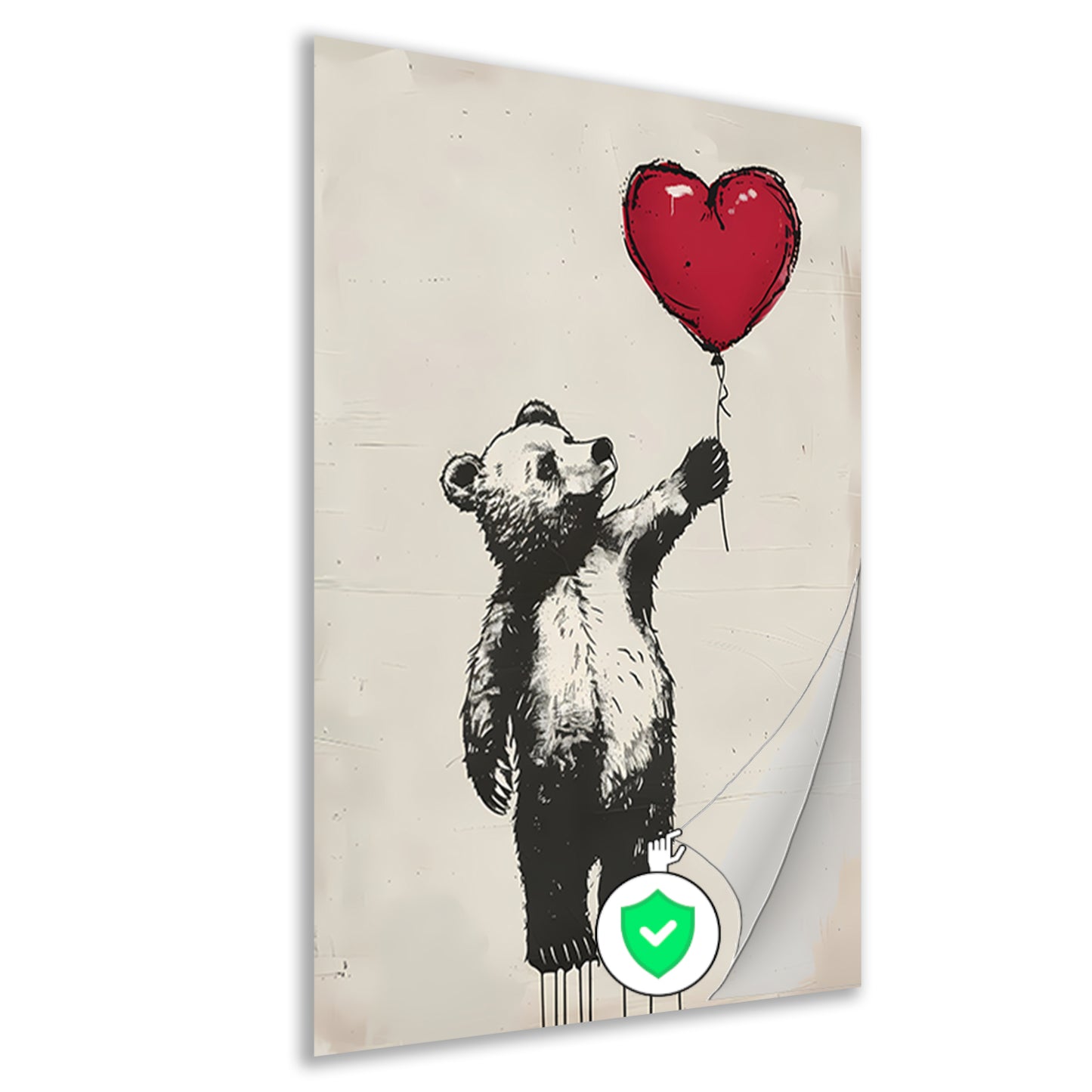 Beer met hartvormige ballon poster