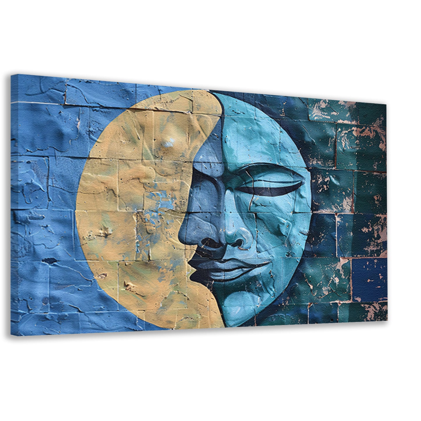 Abstract Gezicht met Halve Maan en Kleurencanvas