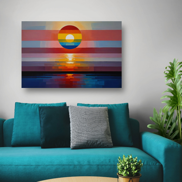 Abstracte Zonsondergang in Levendige Kleuren poster
