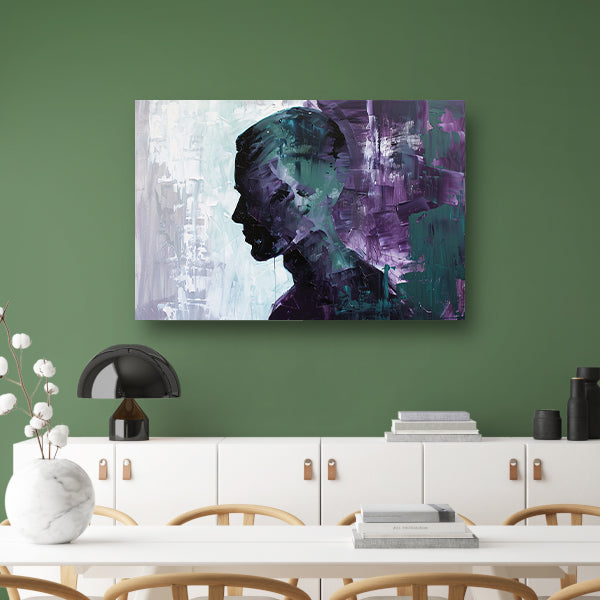 Abstract schilderij van kleurrijk mannen silhouet canvas