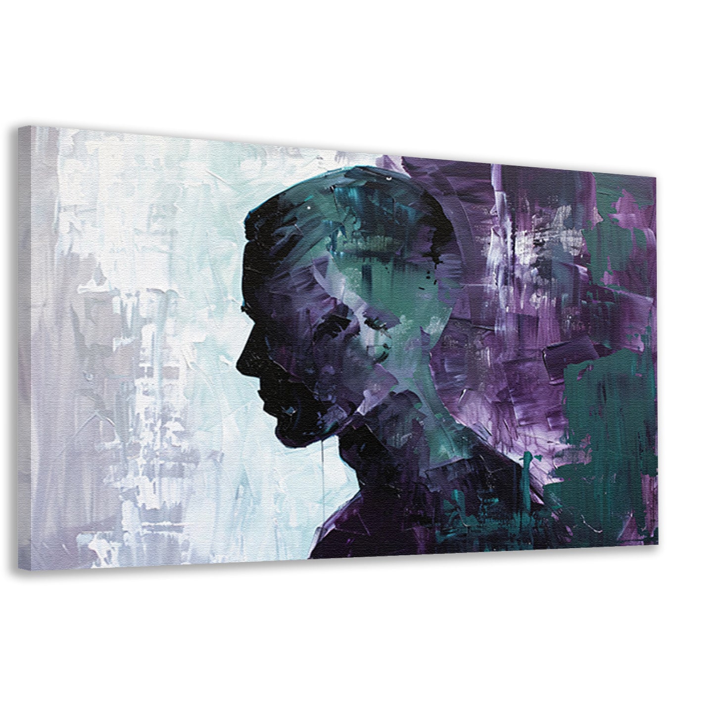 Abstract schilderij van kleurrijk mannen silhouet canvas