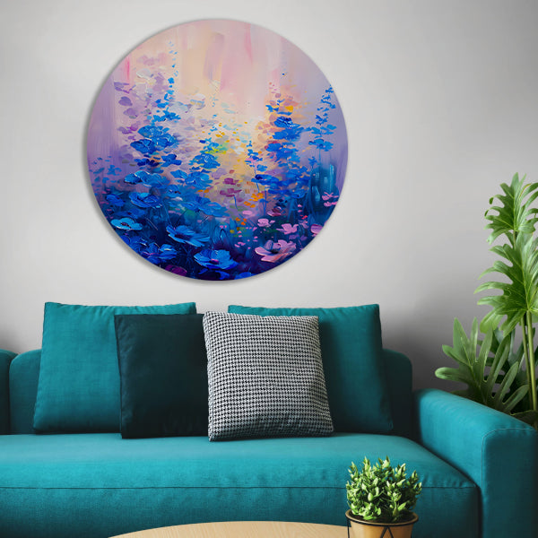 Kleurrijk veld met abstracte bloemen forex muurcirkel