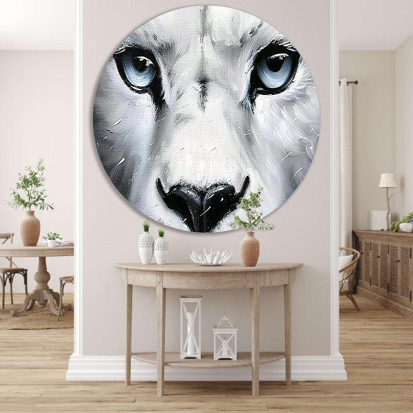 Realistische zwart-wit close-up van panterogen aluminium muurcirkel